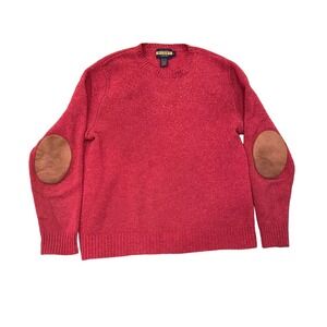 Ralph Lauren Rugby Shetland Wool Suede Elbow Patch Sweater Men's L